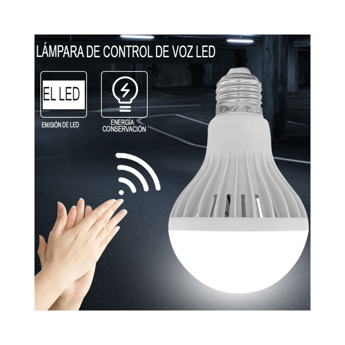 Ampolleta LED de Emergencia con Activación por Movimiento y Sonido